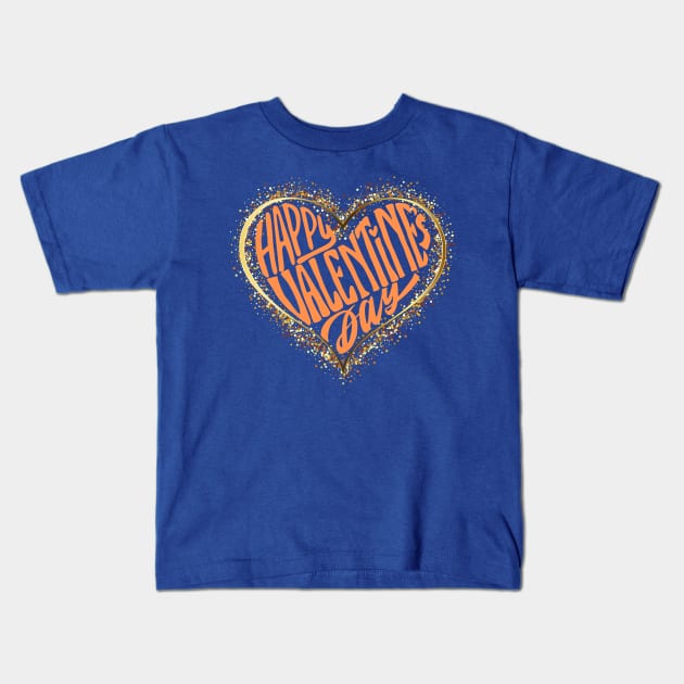 Happy Valentine`s Day.Gold Kids T-Shirt by Anatoliy Smirnov